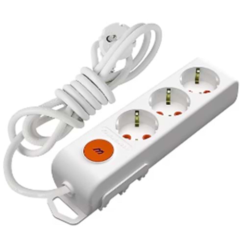 Mutlusan Rı-Tech 3lü 1mt AnahtarTopraklı Grup Priz (001 175 320002 01 00)