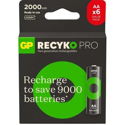 GP AA 2000 mAh Pro Şarjlı Kalem Pil 4+2li Paket Paket GP210AAHCBR21-2GVPTLB6