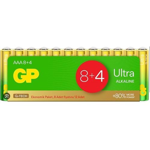 GP G-Tech LR03 AAA Boy Ultra Alkalin İnce Kalem Pil 12'li Paket GP24AU-VS12