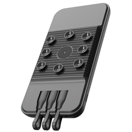 SnapMax SNP-3007 10.000 mah Siyah Vantuzlu Kablosuz ve 3in1 Kablolu Powerbank 