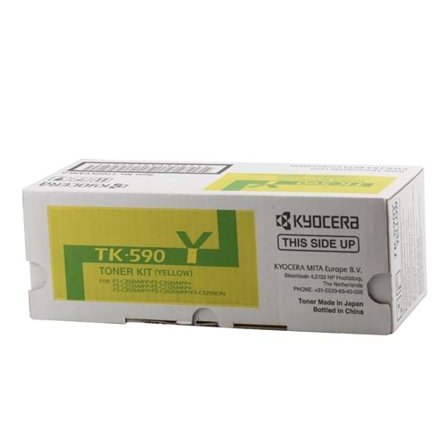 Kyocera TK-590Y Yellow Sarı Orjinal Fotokopi Toneri FS-C2016-2026-2126-2526-2626 M6026-6526 5.00