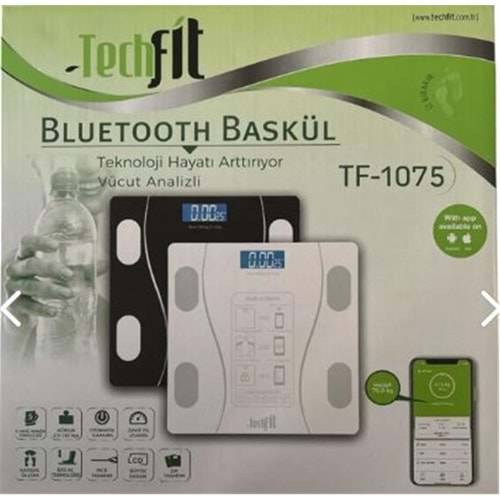 Techfit Dijital Baskül TF-1075 (Bluetooth Özellikli) Hassas Ölçüm (2.5-180kg)