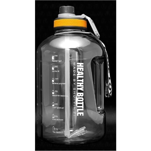 Valletta VLT1260 2.5lt Winta Motivasyonlu Sporcu Su Matarası Siyah Çantalı