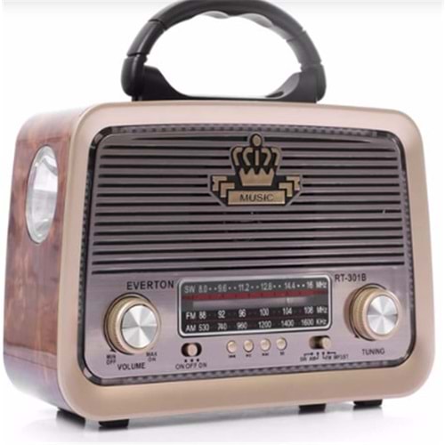 Everton RT-301 Bluetooth-USB-SD-FM Şarjlı Nostaljik Radyo El Fenerli