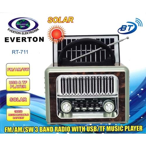 Everton Rt-711-Usb-Tf-Am-Fm-Sw-Tws-Usb Güneş Eenerjili Nostaljik Radyo