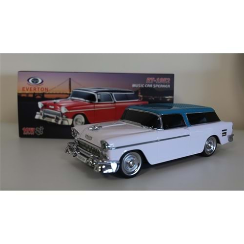 EVERTON RT-1952 Beyaz Arabalı Bluetooth Fm-Usb-Tf-Aux Şarjlı Nostaljik Radyo