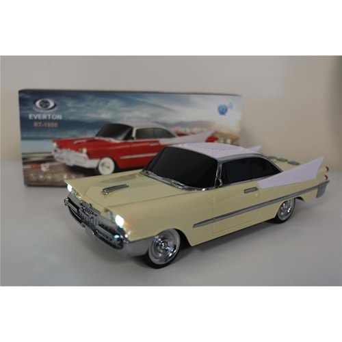 EVERTON RT-1950 Bej Arabalı Bluetooth Fm-Usb-Tf-Aux Şarjlı Nostaljik Radyo