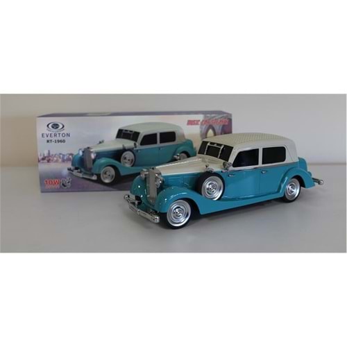 EVERTON RT-1960 Mavi Arabalı Bluetooth Fm-Usb-Tf-Aux Şarjlı Nostaljik Radyo