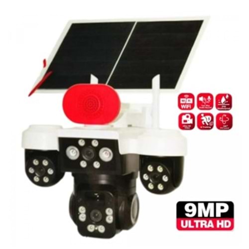 Apronx APX-WP296 9mp 3.6mm Üç Kameralı Wifi + Solar 