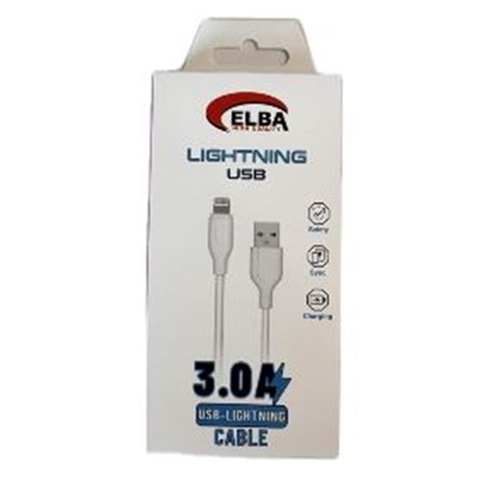 Elba Elb27-IOS 1Mt iPhone Lightning 3A Hızlı Şarj Hasırlı Şarj Kablosu Beyaz