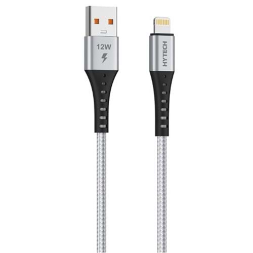 Hytech HY-X331 1m 2.4A Lightning Silver Gri Data + Şarj Kablosu