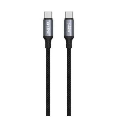 S-link Armor CC-01 60W 1.2m Type-C to Type-C PD Örgülü Metal Başlıklı Siyah Hızlı Şarj Kablosu