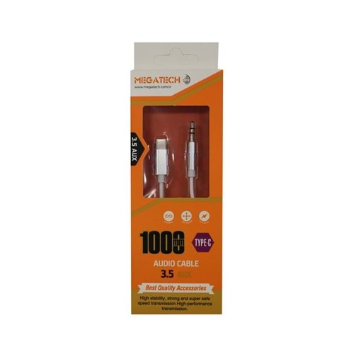 Megatech JH-030 1Mt Aux Kablo Çelik TYPE-C 3.5AUX (kutulu)