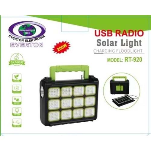Everton Rt-920 Şarjlı 200w Solar Panelli Projektör (Radyolu)