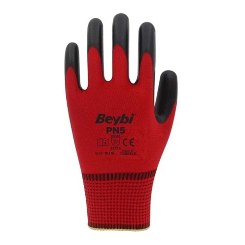 Beybi Nitril PMK PN5 Kırmzı Siyah 10 Beden 12li Paket