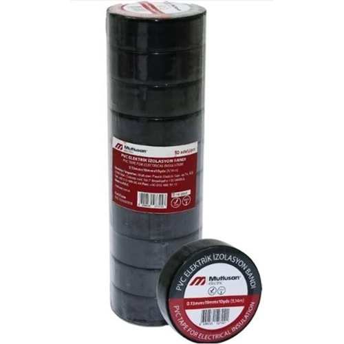 Mutlusan 10-19 İzole Bant 10lu (Elektrik Bant) Siyah 065133001019