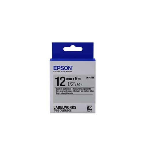 Epson LK-4SBE Gümüş Üzeri Siyah 12mm 9Metre Etiket