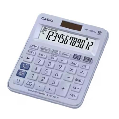 Casio MJ-120D Plus Açık Mavi İşlem Kontrollü 12 Hane Masa Üstü Hesap Makinesi