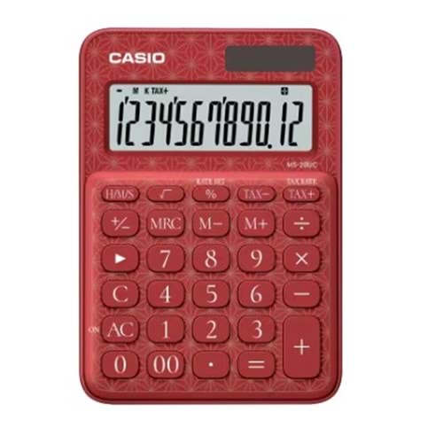 Casio MS-20UC-JRD 12 Hane Kırmızı Desenli Masa Üstü Hesap Makinesi