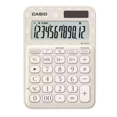Casio MS-20UC-JWE 12 Hane Beyaz Desenli Masa Üstü Hesap Makinesi