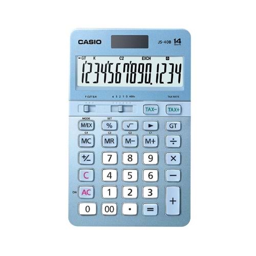 Casio JS-40B-BU Mavi Profesyonel 14 Hane Masa Üstü Hesap Makinesi