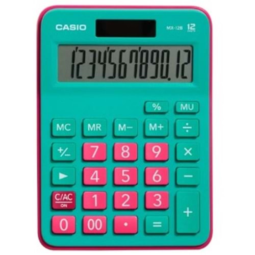Casio MX-12B-GNRD Yeşil+Pembe 12 Hane Masa Üstü Hesap Makinesi