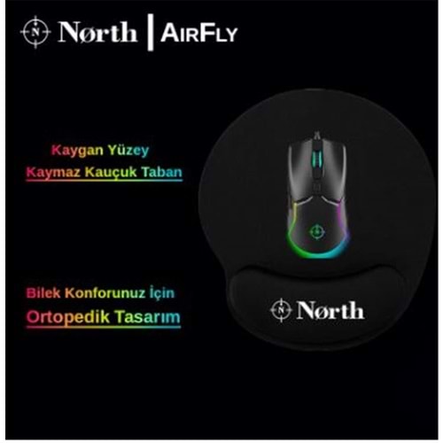 North Airfly Premium Quality Bilek Destekli Gaming Mousepad