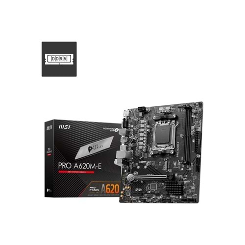 MSI PRO A620M-E DDR5 6800MHZ 1XVGA 1XHDMI 1XM.2 USB 3.2 MATX AM5 (AMD AM5 9000/8000/7000 SERİLERİ İLE UYUMLU) 
