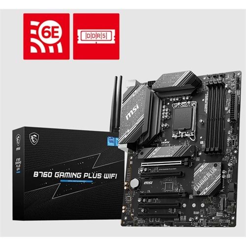 MSI B760 GAMING PLUS WIFI DDR4 6800MHZ 1XHDMI 1XDP 2XM.2 USB ATX 1700P (12. / 13. VE 14. NESİL İŞLEMCİ İLE UYUMLU) 