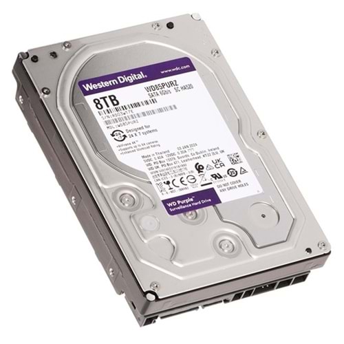 8 TB WD 3.5 PURPLE SATA3 5640RPM 256MB 7/24 GUVENLIK WD85PURZ (3 YIL RESMI DIST GARANTILI) 