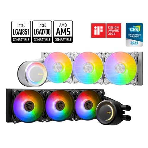 MSI MAG CORELIQUID E360 WHITE 360MM ARGB CPU SIVI SOĞUTUCU (LGA 1150/1151/1155/1156/1200/1700/AM5 UYUMLU) 