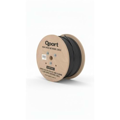 QPORT Q-CATFULL 500 M LSZH CAT6 OUTDOOR 23AWG 0.58MM %100 BAKIR SİYAH KABLO 
