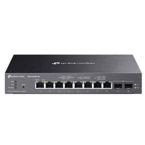 TP-LINK OMADA SG2210XMP-M2 8 PORT GIGABIT + 2X10G SFP YÖNETİLEBİLİR 160W POE SWITCH 