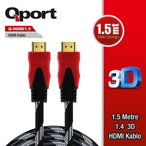 QPORT Q-HDMI1.5 1.5 METRE ALTIN UÇLU HDMI KABLO 1.4V 