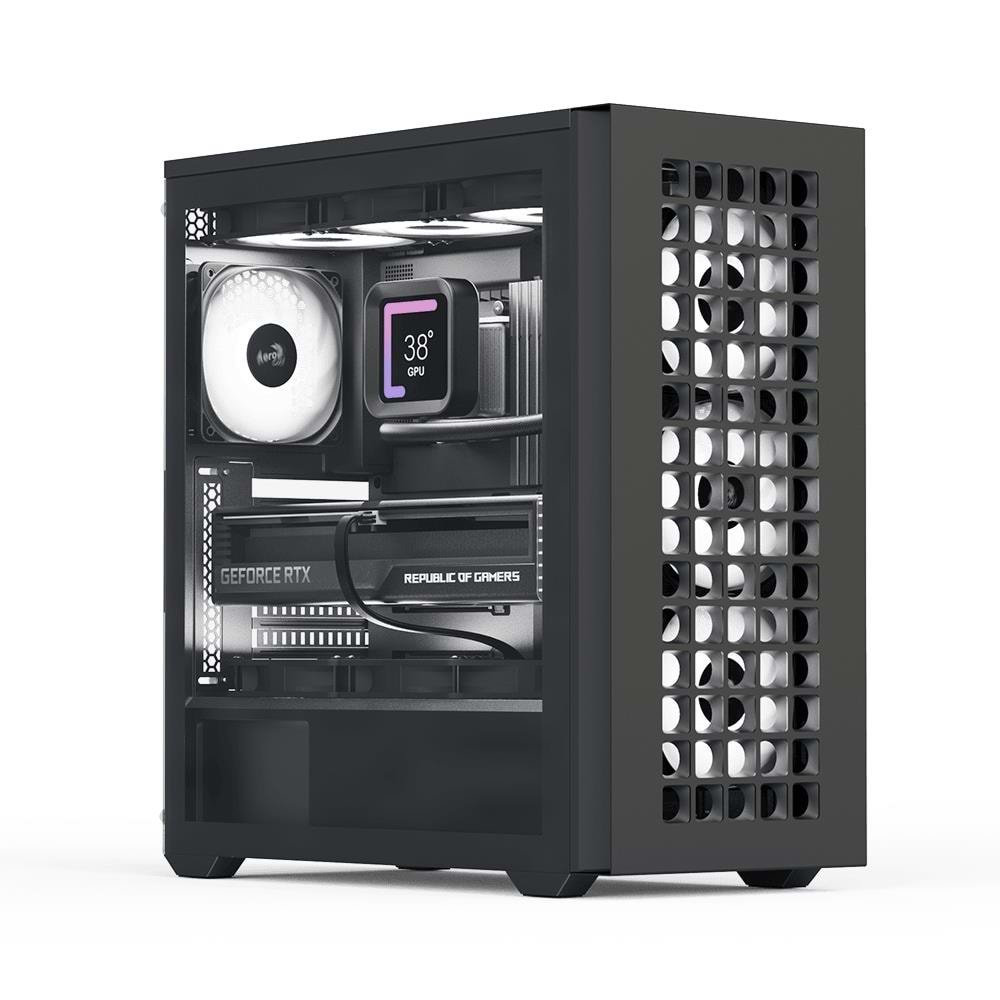 Aerocool D502A 4x12cm A-RGB Fanlı, Şık Mesh Ön Panel, Tempered Cam Yan Panel, USB Type-C, ATX 