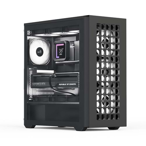 Aerocool D502A 4x12cm A-RGB Fanlı, Şık Mesh Ön Panel, Tempered Cam Yan Panel, USB Type-C, ATX 