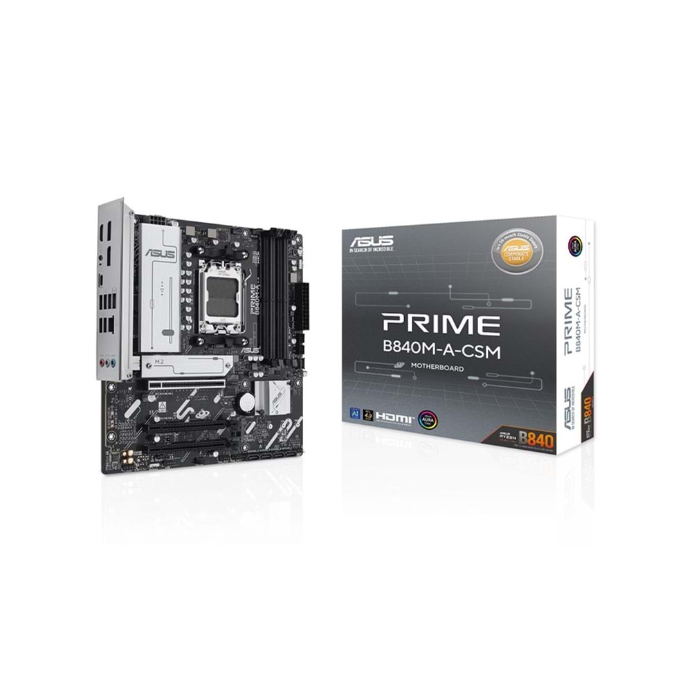 Asus Prime B840M-A-CSM Amd B840 Am5 Ddr5 7600 2Xdp Hdmı 3X M2 Usb3.2 Rgb Matx Anakart