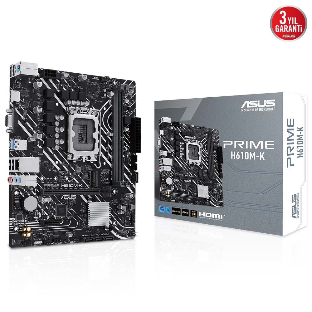 Asus Prime H610M-K ARGB Intel Soket LGA1700 DDR5 5600MHz mATX Gaming (Oyuncu) Anakart