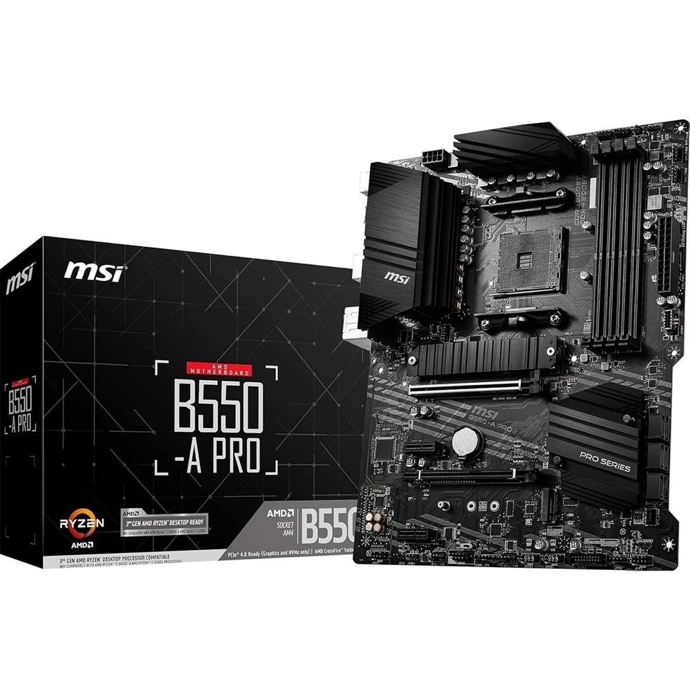 Msı B550-A Pro AM4 DDR4 Bellek 4400(OC) HDMI DP M.2 USB3.2 ATX Anakart