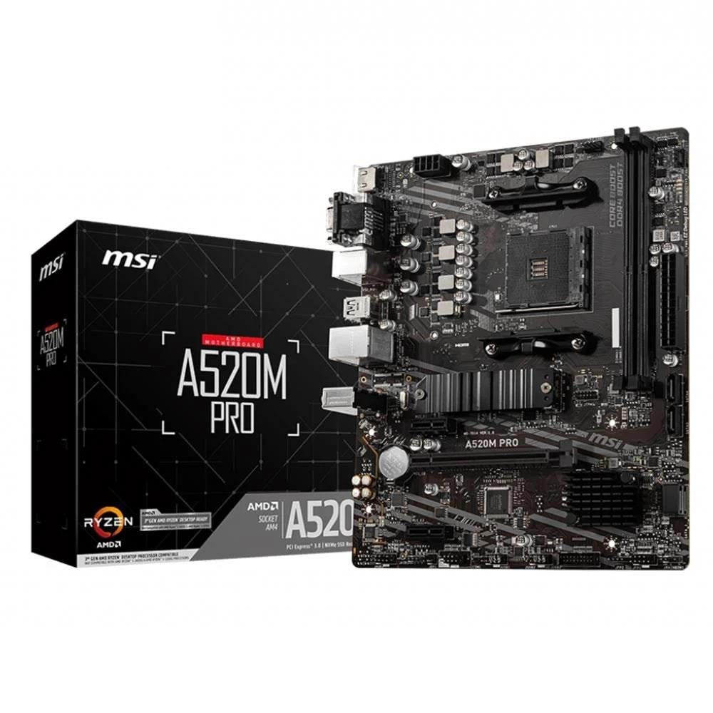 Msi A520M PRO Amd A520 Soket AM4 DDR4 4600 MHz(OC) M.2 Anakart