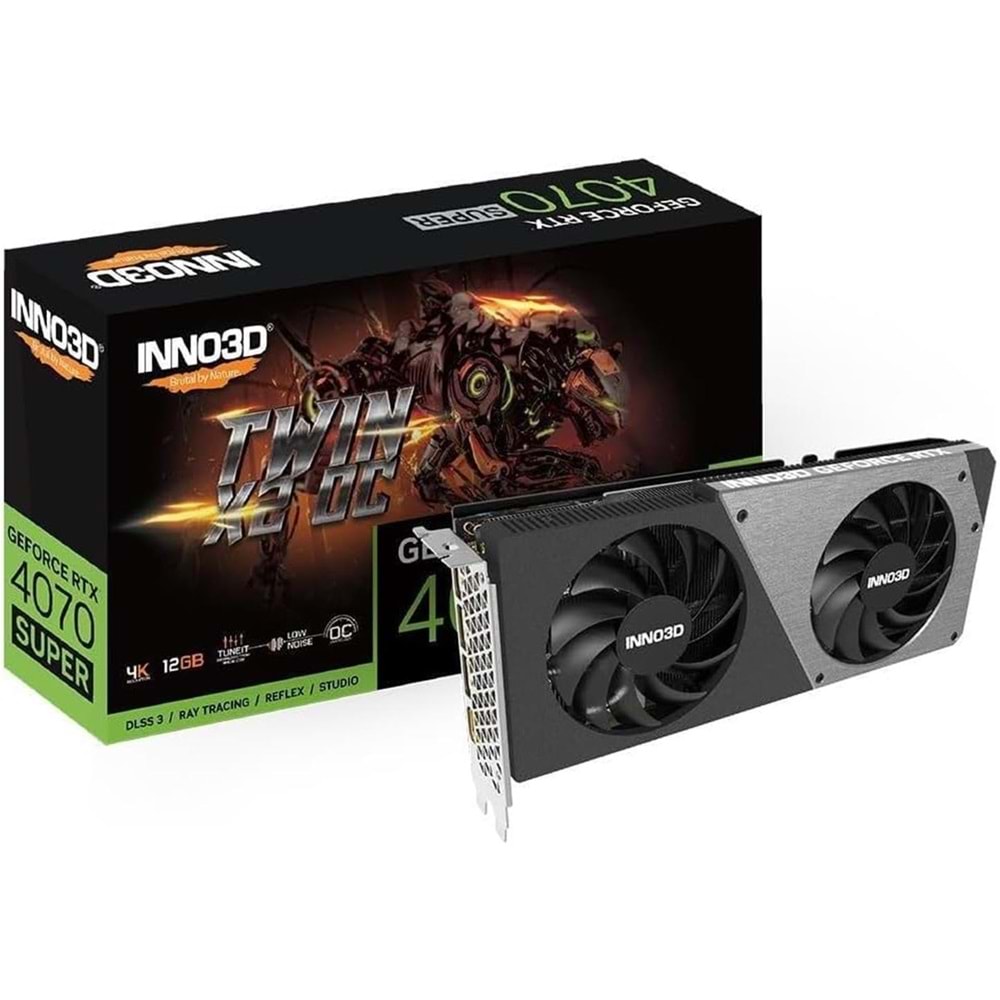Inno3D GeForce RTX4070 SUPER Twin x2 OC 12GB 192Bit GDDR6X (N407S2-126XX-186162N) Ekran Kartı 