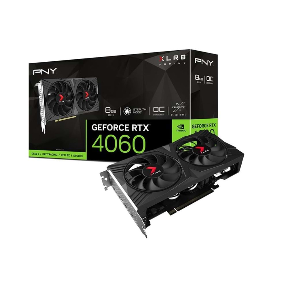 Pny RTX4060 8GB XLR8 OC GDDR6 (VCG40608DFXPB1-O) DX12 Gaming Ekran Kartı