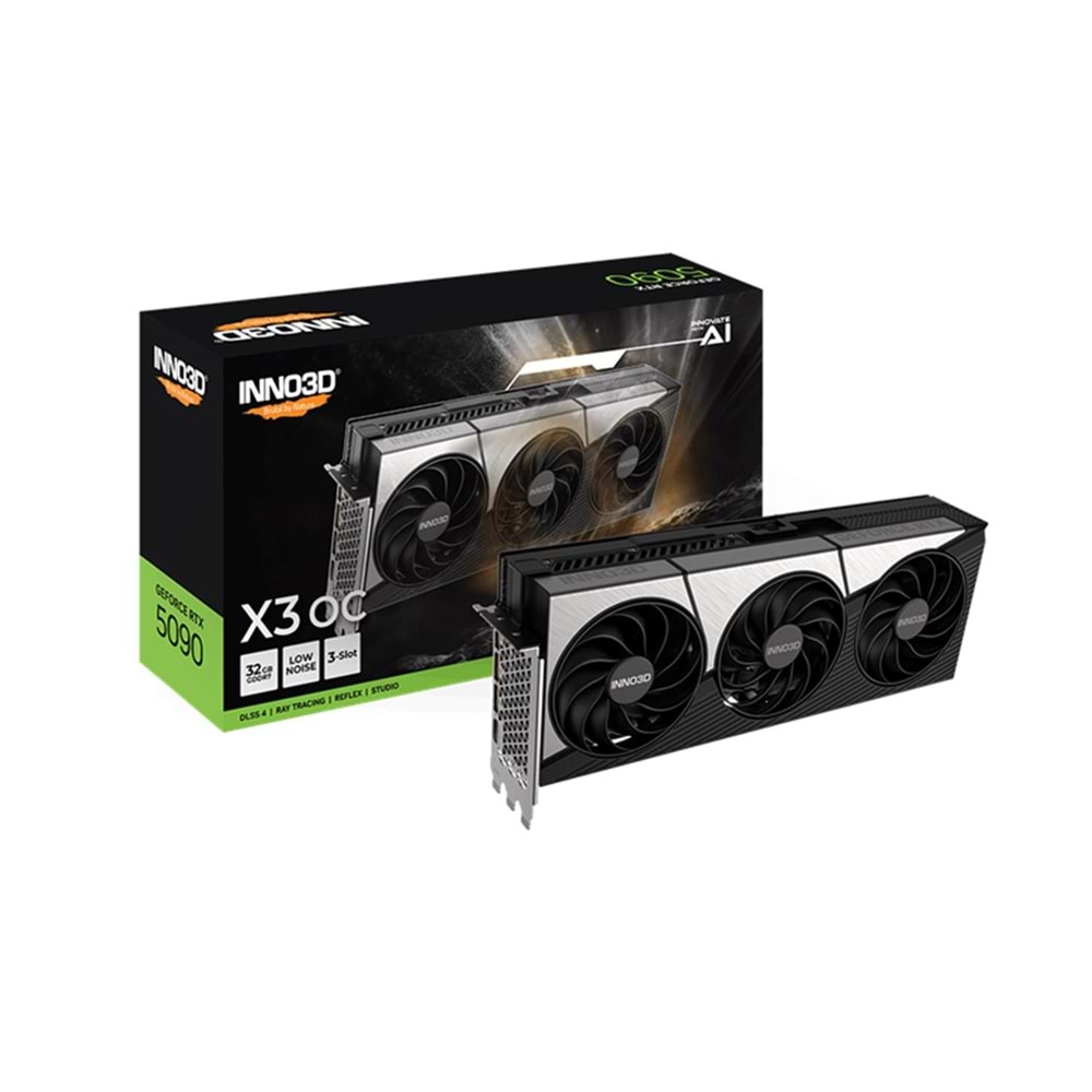 Inno3D RTX5090 x3 OC 32GB 512Bit GDDR73xDP, HDMI, DLSS 4, NVIDIA Reflex 2 Ekran Kartı 