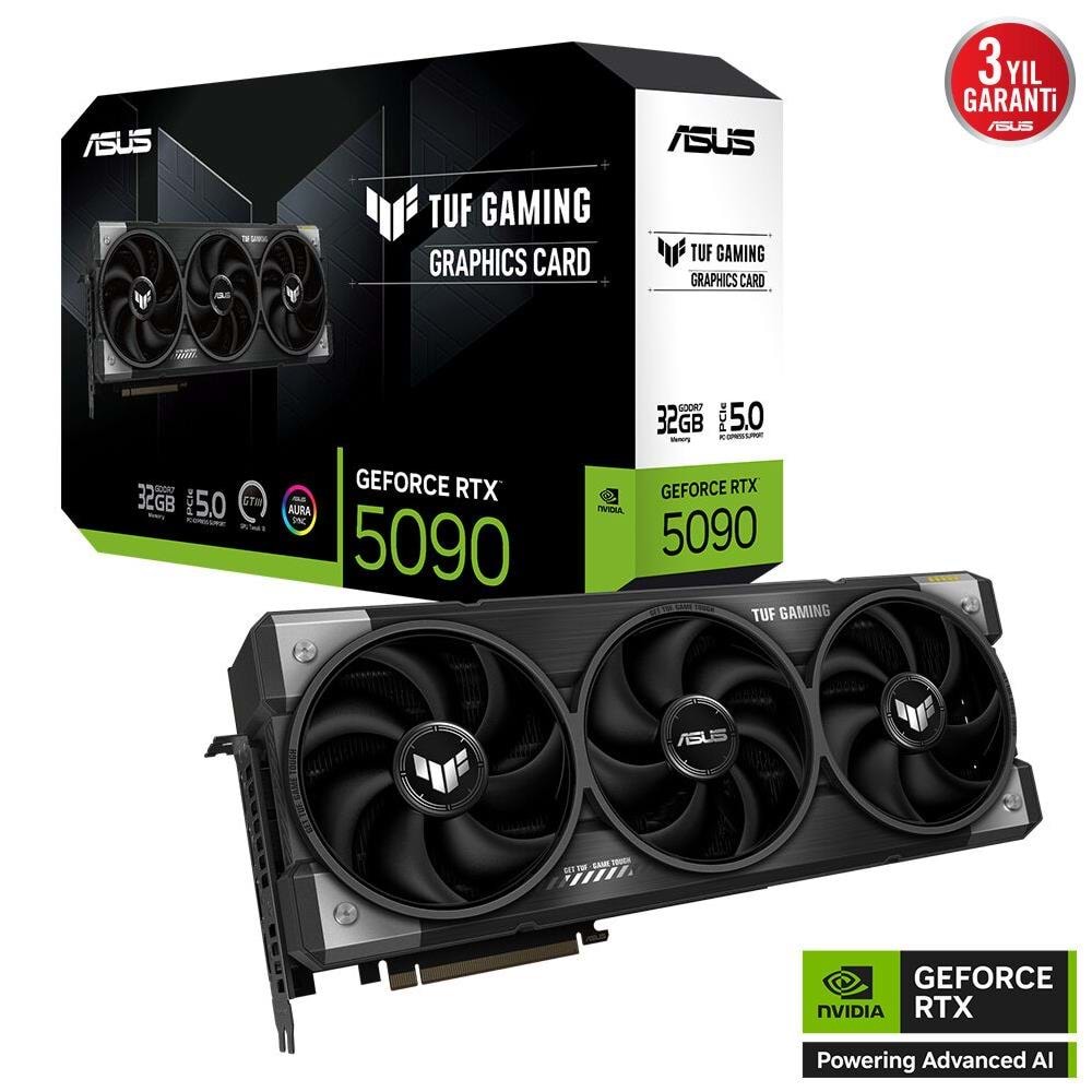 Asus TUF Gaming GeForce RTX 5090 32GB GDDR7 28 Gbps 512-bit TUF-RTX5090-32G-GAMING Ekran Kartı
