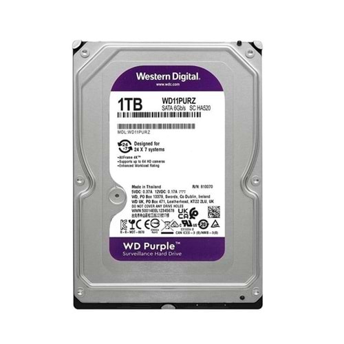 Wd 1Tb WD11PURZ 3.5 Purple Sata3 5400RPM 64MB 7-24 Guvenlık Harddisk (3 Yıl Resmı Dıst Garantılı)