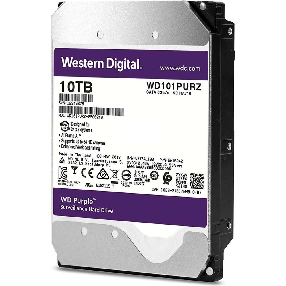 Wd 10TB Purple 7200RPM 256mb 7-24 3.5