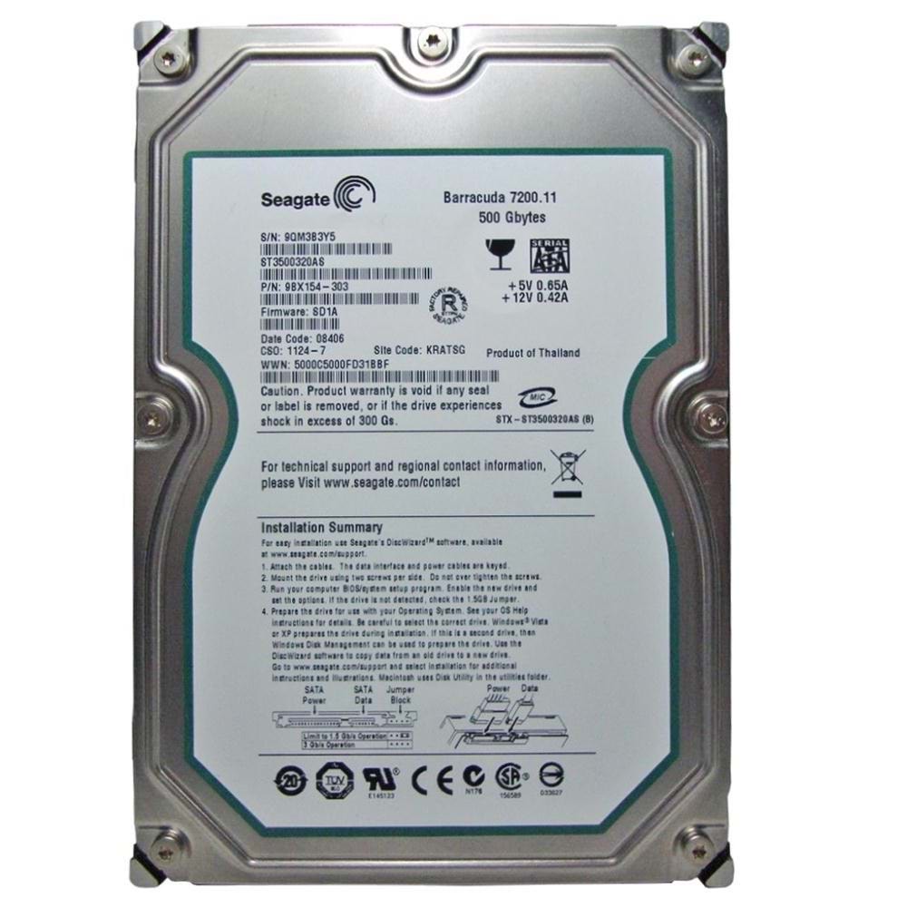 Seagate 500GB ST3500320AS 7200Rpm 32Mb Sata 3.0Gb-S 3.5 Harddisk (İthalat)