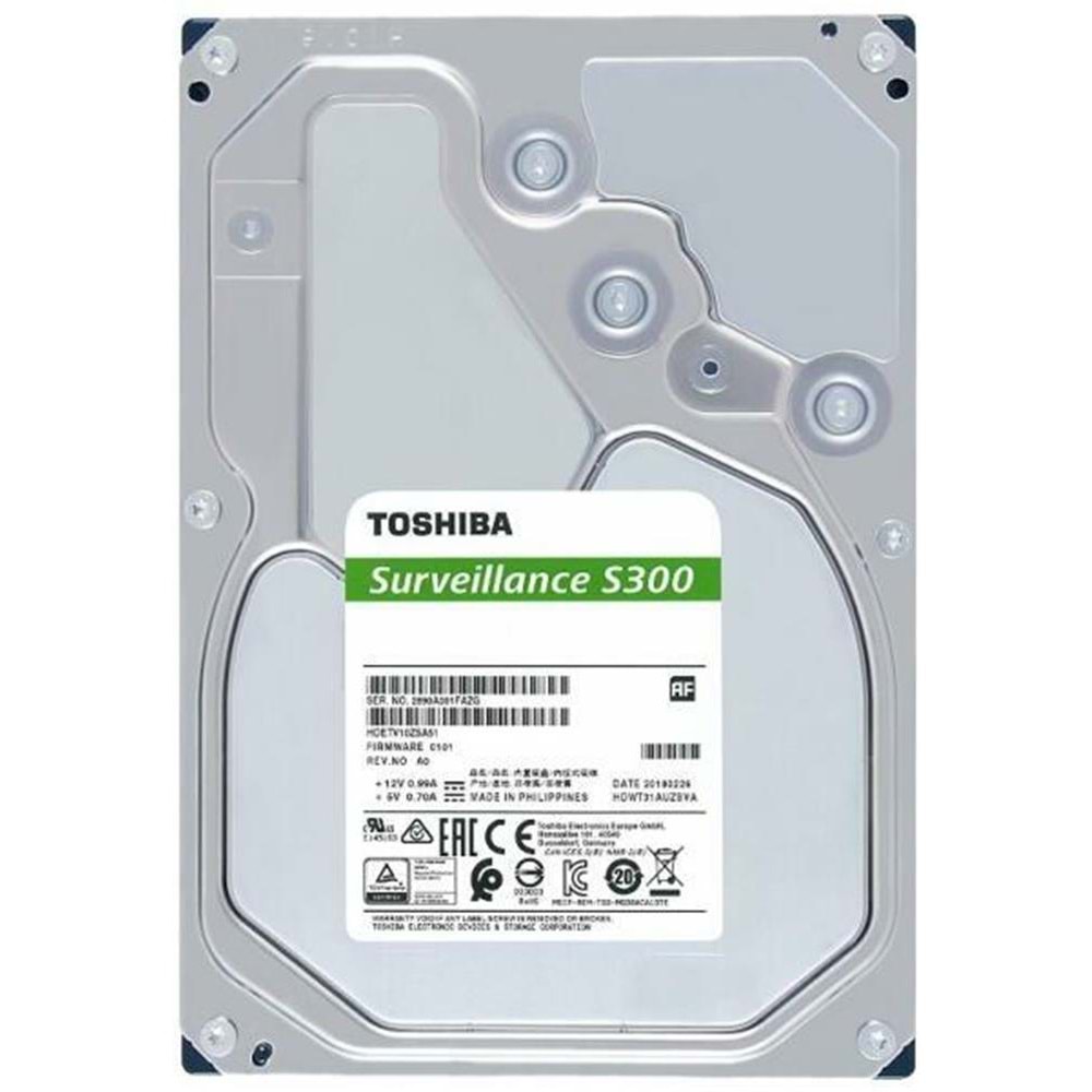 Toshiba 6TB HDWT860UZSVA 3.5 S300 5400RPM 256MB SATA3 Güvenlik 7-24 Harddisk