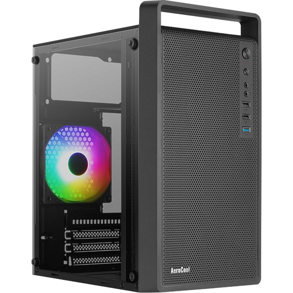 Aerocool AE-CS109G500 CS-109 500W 1x120mm FRGB USB 3.0 Micro ATX-Mini ITX Siyah Kasa