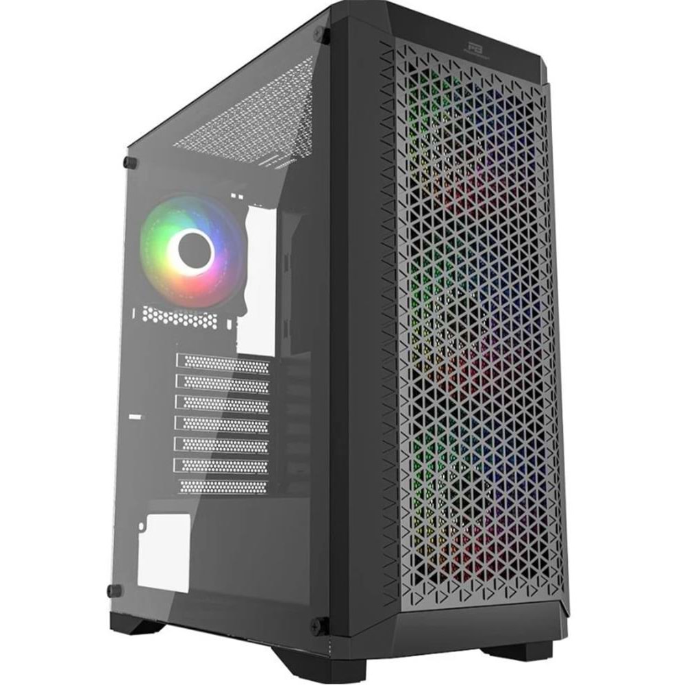 PowerBoost PB-PS5847B 600W ATX USB 3.0 Rainbow Fanlı Mesh Gaming Siyah Kasa 